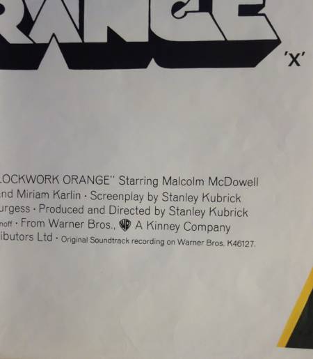A Clockwork Orange original release British Quad movie poster